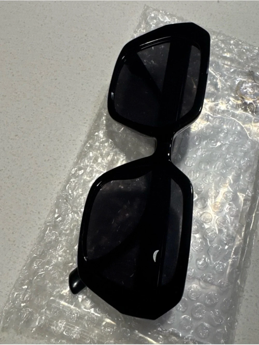 Black Rectangular Sunglasses with Gold Accents